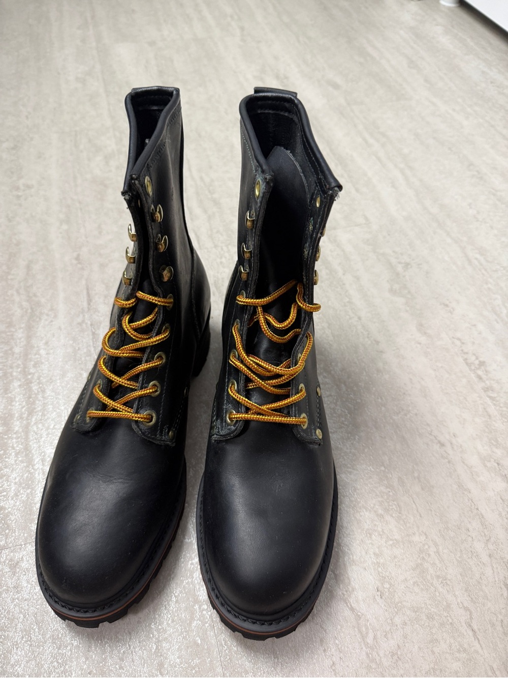 Vintage Iron Age Mountain Steel Toe Black leather logger boots Michael Myers New - Picture 3 of 9